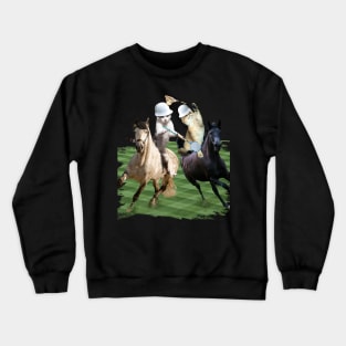 Cat Playing Polo Cats Riding Horse Funny Crewneck Sweatshirt